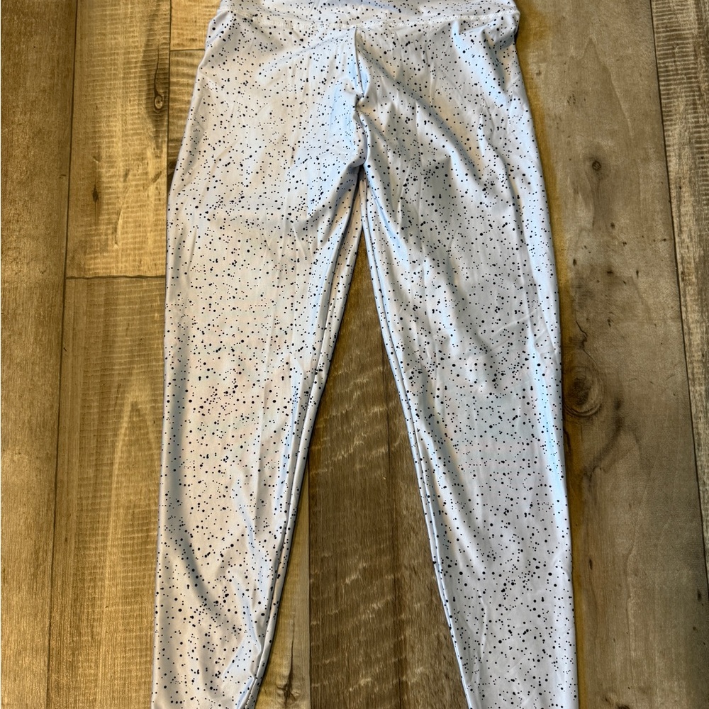 White Leggings with Black Speckles